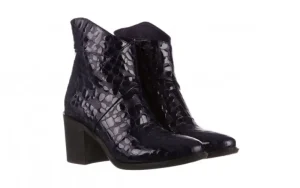 Botki 161 050 0021 3024 Navy Print 161166, Granat, Skóra naturalna lakierowana | Bayla Outlet