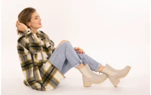 Botki -161 188 1101 24 Silver Grey 161411, Beżowy, Skóra naturalna | Bayla Discount